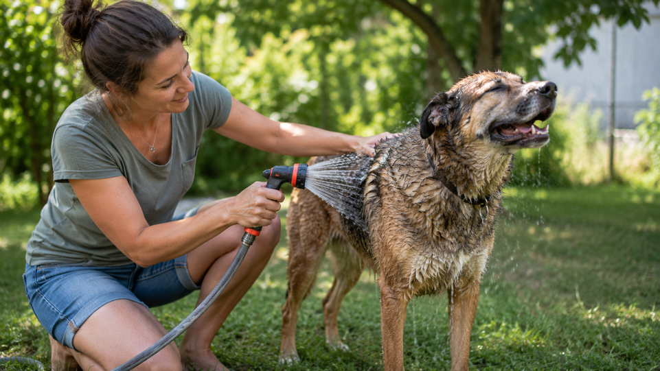 Die billigste und praktischste Hundedusche für unterwegs